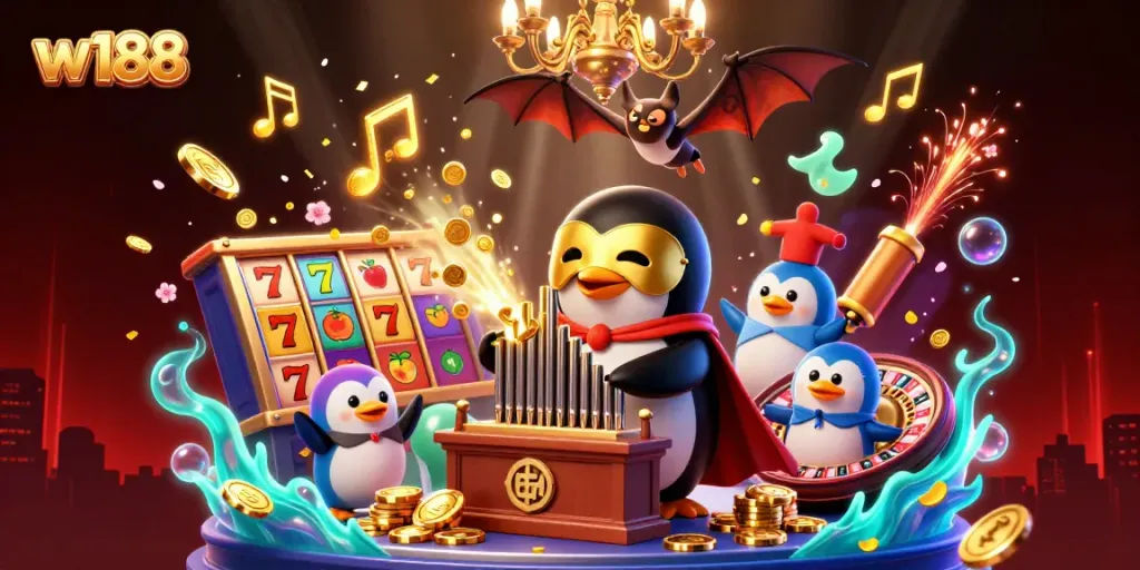 Engage in thrilling casino gaming adventures at w188 with dynamic characters and vibrant casino elements.