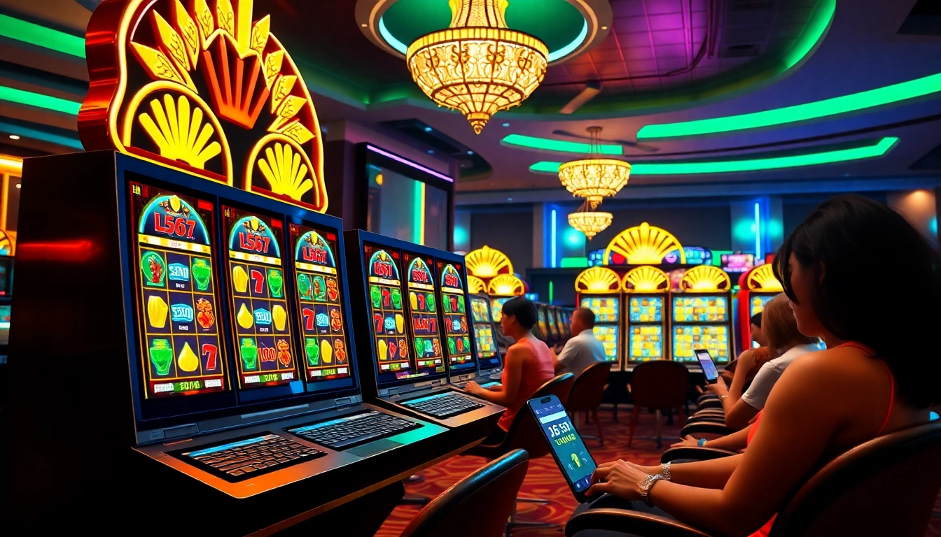 L567 slot machines in a luxurious online casino setting, showcasing immersive gambling experience.