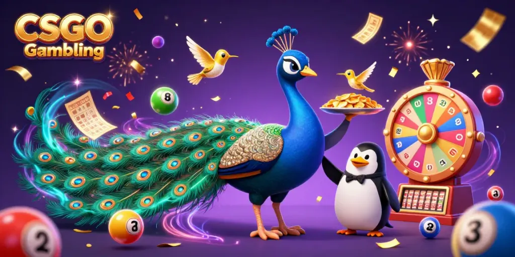 CSGO Gambling showcases a vibrant scene with dynamic characters and gambling elements.