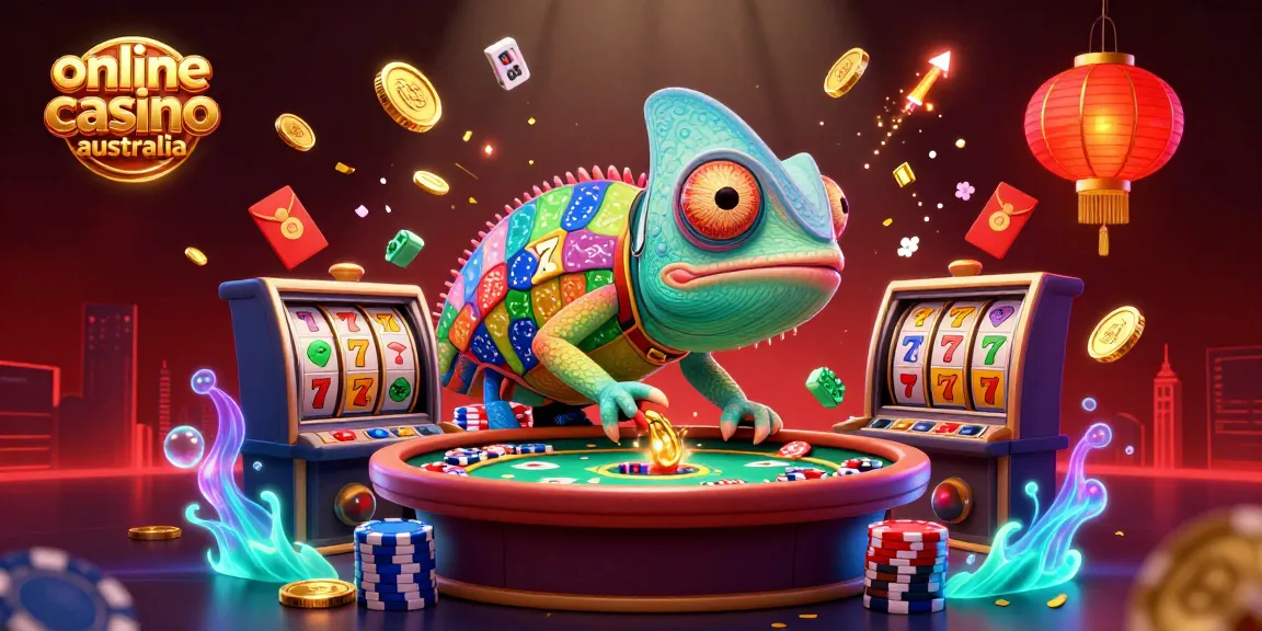 Engage with vibrant gameplay at online casino Australia with our dynamic 3D casino scene illustration.