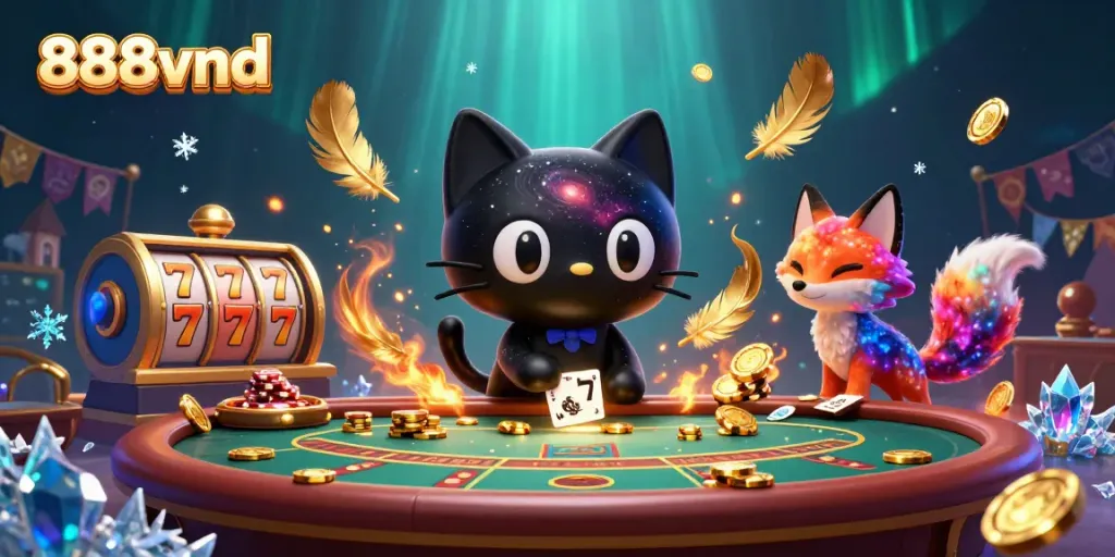 Experience winning strategies at 888vnd with a cosmic casino adventure featuring a black hole cat.