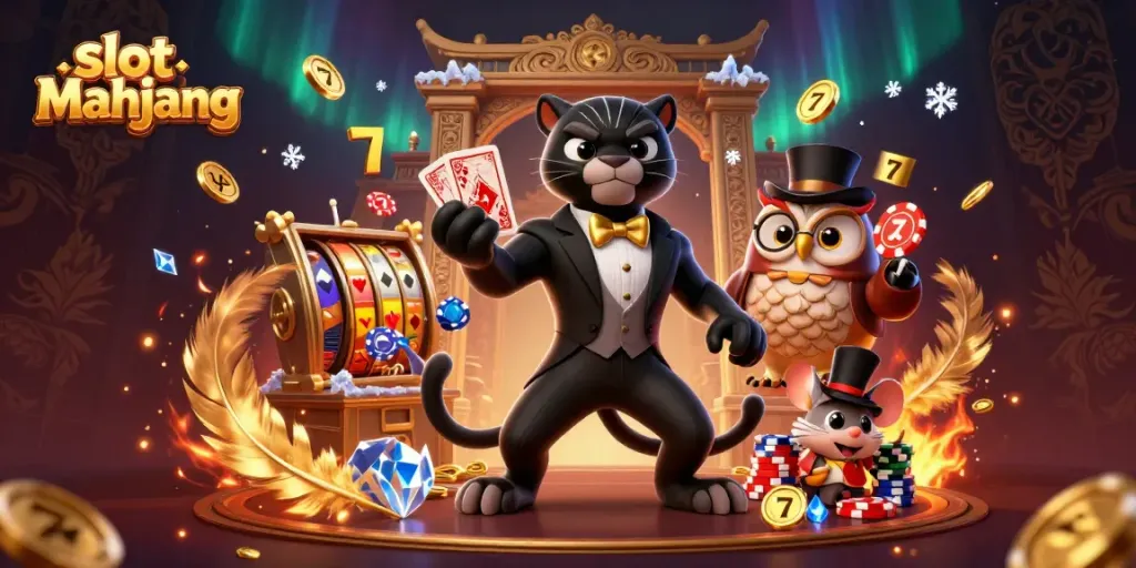 Experience the thrill of slot mahjong with vibrant characters and dynamic casino elements.