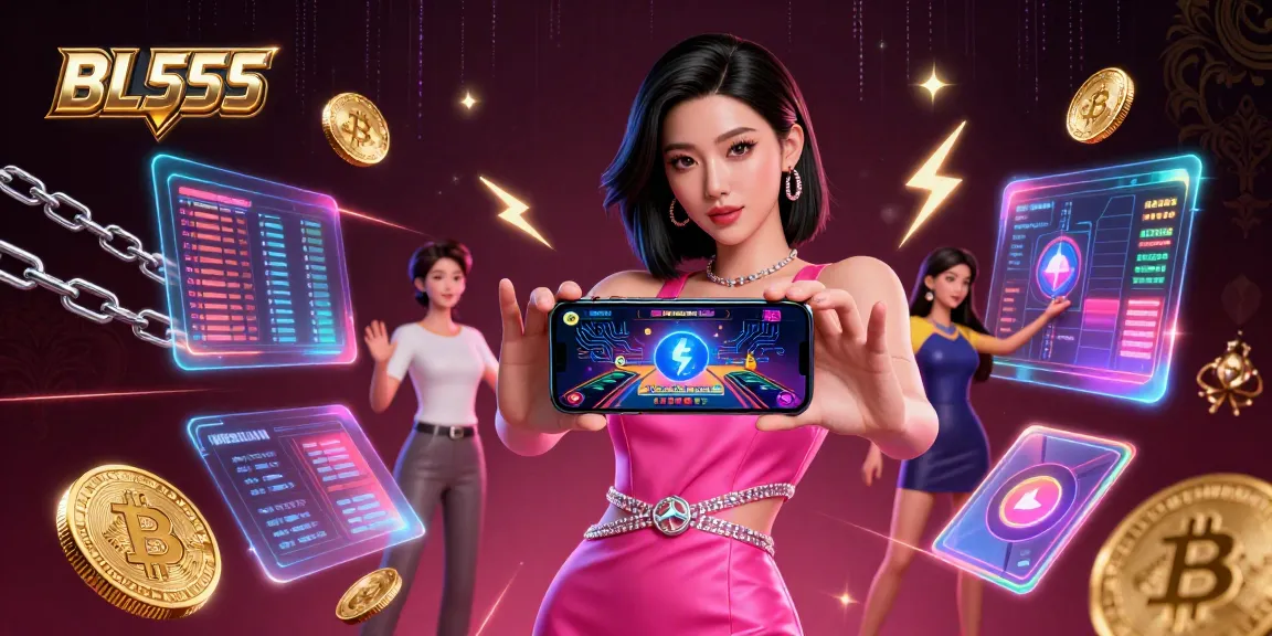 Engage in the thrilling experience of BL555 with a stunning visual of a confident Asian woman playing live dealer games.