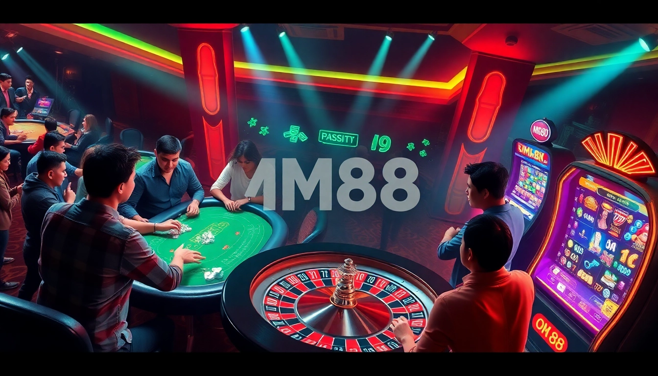 Players enjoying an immersive online casino experience at MM88 with vibrant tables and exciting games.