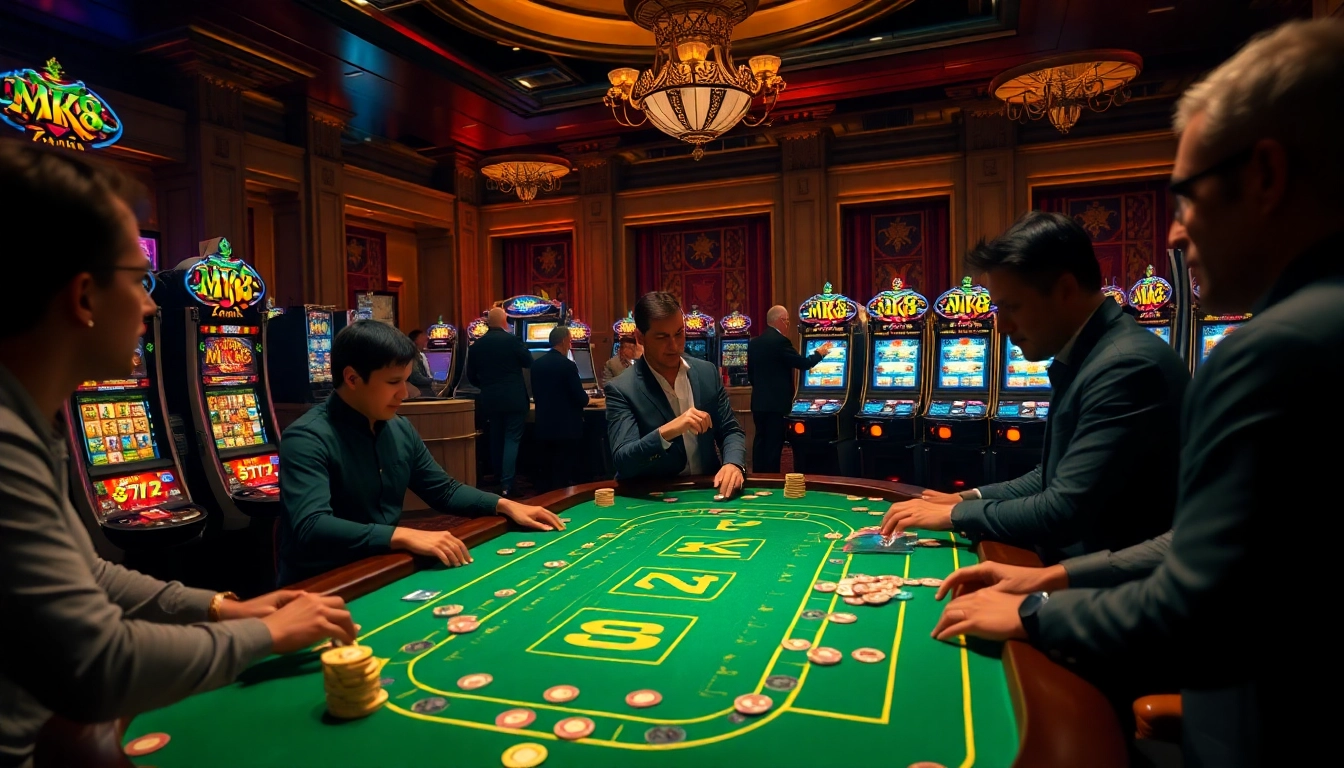 Players enjoying an MK8-themed casino table full of excitement and vibrant gambling action.
