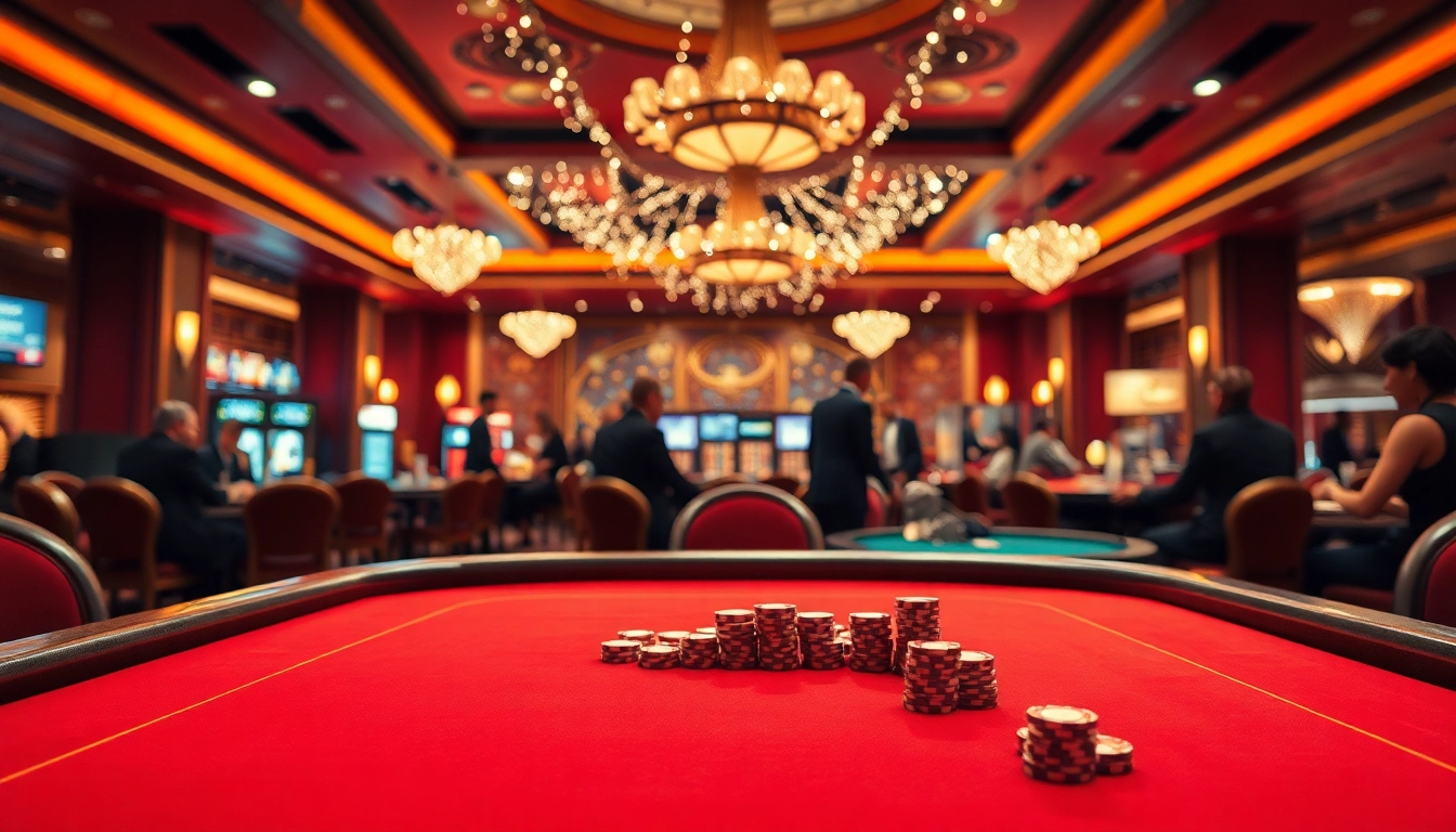 Experience the vibrant energy of a Casino with players at a gaming table.