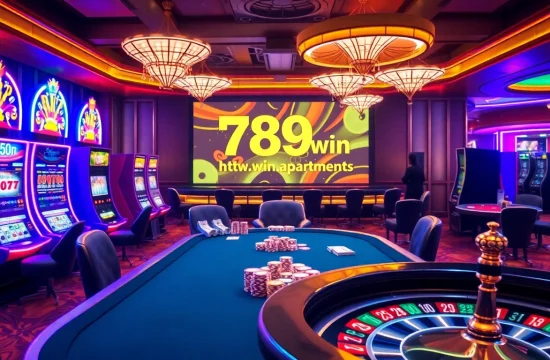Experience the thrill of winning at https://789win.apartments/ with players engaged at colorful slot machines.