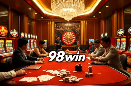 Engaging in an exhilarating poker game at 98win casino with vibrant visuals.