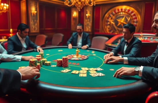 Experience the thrill of casino gaming with the 789f link showcasing high-stakes poker tables, chips, and cards.