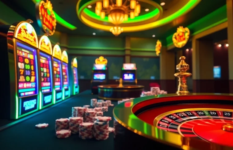 Engage in online slots with vibrant machines and thrilling gameplay in a glamorous casino setting.