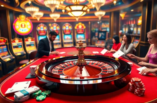 Experience the thrill of 789 win at this luxurious casino scene featuring roulette, chips, and excited players.