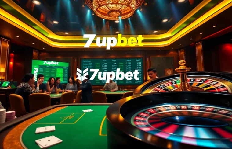 Experience thrilling gambling action at 7upbet with a vibrant casino scene.