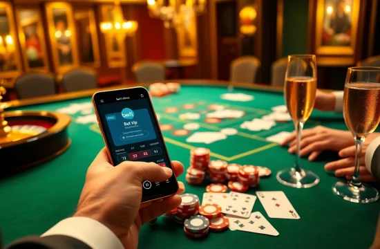Trải nghiệm cảm giác hồi hộp khi cá cược với ứng dụng Bet VIP giữa bàn casino sôi động.