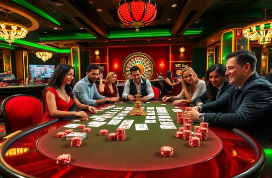 שחקו רמי אונליין על שולחן קזינו מרהיב עם קלפים וצ'יפים צבעוניים.