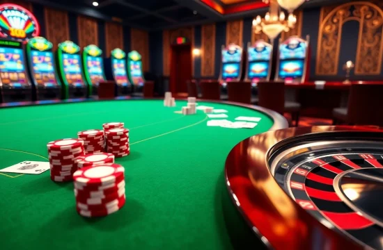 Winning at the vibrant gaming table scene from https://soibet.vision/ showcasing poker chips, cards, and excitement.