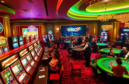 Experience excitement with BK8 เว็บตรง in a vibrant casino featuring games and luxurious ambiance