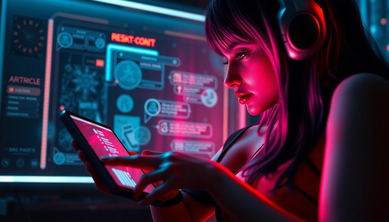 NSFW character AI chat scene with modern digital interface and engaging atmosphere