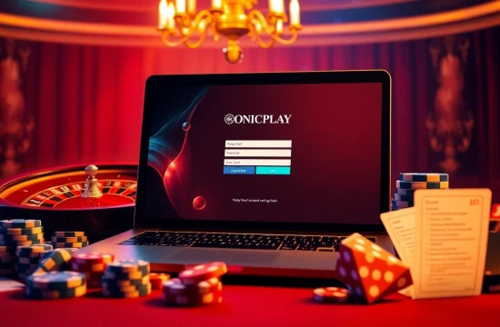 Engage with the ONICPLAY login interface amid luxurious casino elements for thrilling gambling experiences.