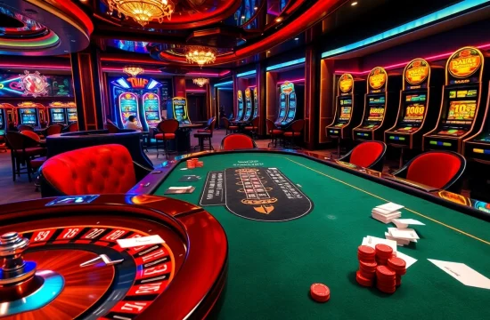 Experience the thrill of winning at mk8th.net with a luxurious casino scene showcasing poker, roulette, and slot machines.