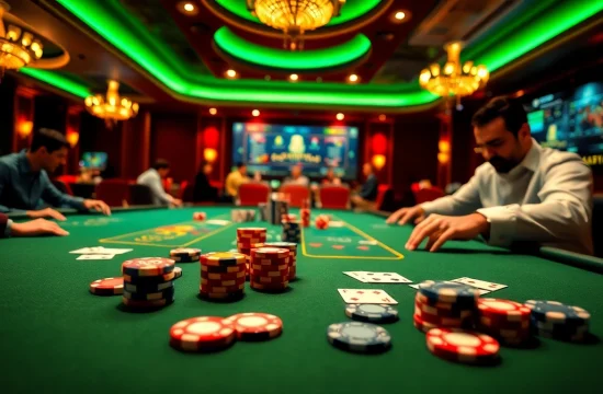 Energetic players enjoying 7xl סוכן poker in a luxurious casino environment.