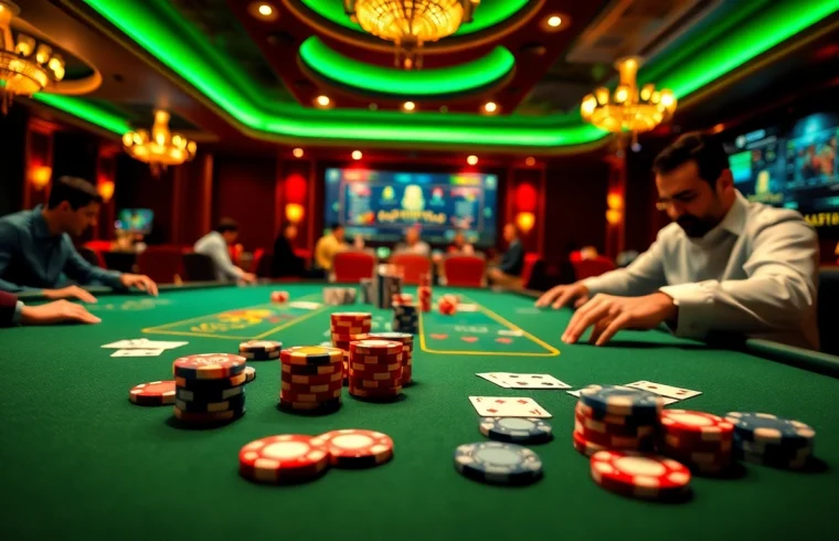 Energetic players enjoying 7xl סוכן poker in a luxurious casino environment.
