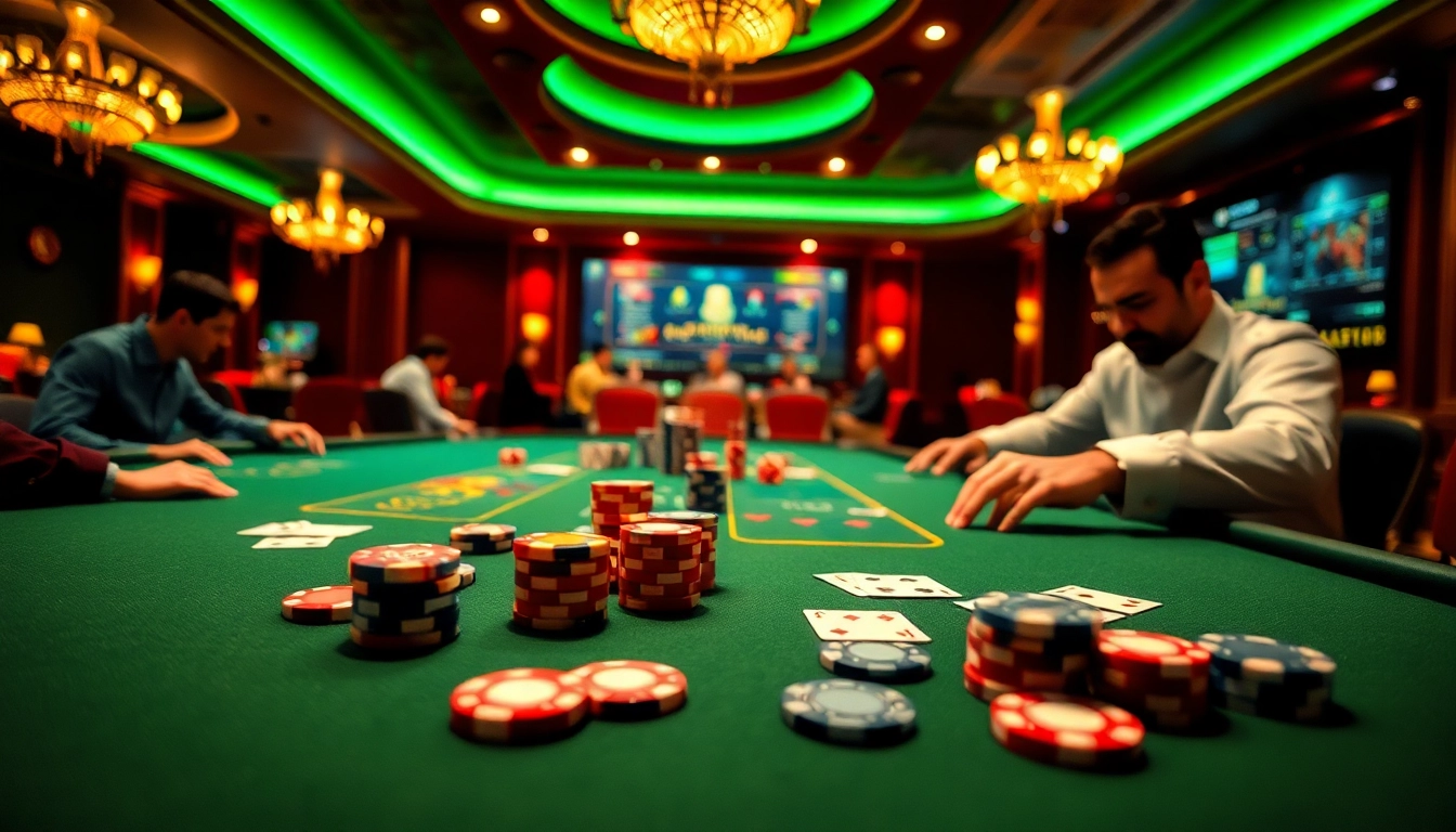 Energetic players enjoying 7xl סוכן poker in a luxurious casino environment.