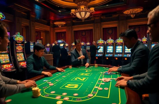 Players enjoying an MK8-themed casino table full of excitement and vibrant gambling action.